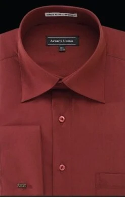 Avanti Uomo Men's Outlet French Cuff Dress Shirt - Wrinkle Free Fabric -Stylish Men's Formal Wear dn32m fire brick 1 2 3