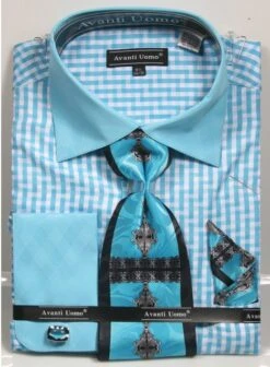 Avanti Uomo Men's French Cuff Shirt Set - Stylish Two Tone