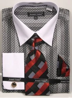 Avanti Uomo Men's French Cuff Shirt Set - Varied Stripe Patterns