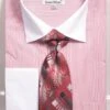 Avanti Uomo Men's French Cuff Shirt Set - Pinstripe -Stylish Men's Formal Wear dn83m red