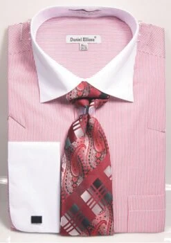 Avanti Uomo Men's French Cuff Shirt Set - Pinstripe