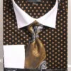 Avanti Uomo Men's 100% Cotton French Cuff Shirt Set - Polka Dots -Stylish Men's Formal Wear dn92m bk brown