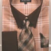Avanti Uomo Men's French Cuff Shirt Set - Unique Windowpane -Stylish Men's Formal Wear dn99mbeige