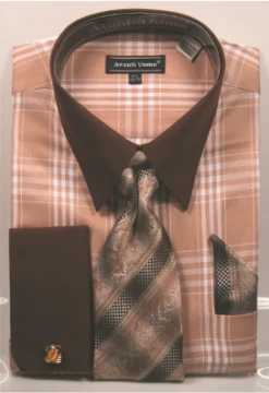 Avanti Uomo Men's French Cuff Shirt Set - Unique Windowpane