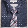 Avanti Uomo Men's 100% Cotton Slim Fit Dress Shirt Set - Dot Pattern 2 Avanti Uomo Men's 100% Cotton Slim Fit Dress Shirt Set - Dot Pattern -Stylish Men's Formal Wear dns10 navy