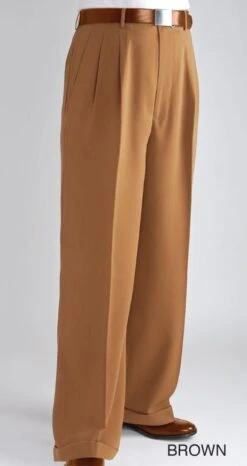Daniel Ellissa Men's Wide Leg Pants - Double Pleated -Stylish Men's Formal Wear dp106 brown