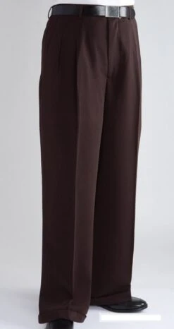 Daniel Ellissa Men's Outlet Wide Leg Pants - Double Pleated -Stylish Men's Formal Wear dp106 dark brown 19