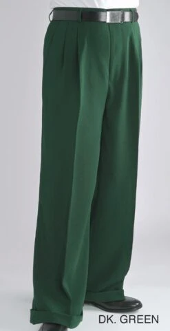 Daniel Ellissa Men's Wide Leg Pants - Double Pleated -Stylish Men's Formal Wear dp106 dark green