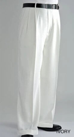 Daniel Ellissa Men's Wide Leg Pants - Double Pleated -Stylish Men's Formal Wear dp106 ivory