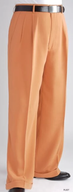 Daniel Ellissa Men's Wide Leg Pants - Double Pleated -Stylish Men's Formal Wear dp106 rust