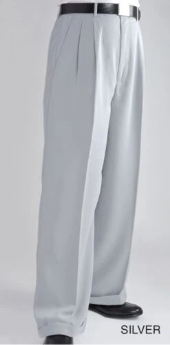 Daniel Ellissa Men's Wide Leg Pants - Double Pleated -Stylish Men's Formal Wear dp106 silver