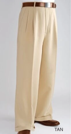 Daniel Ellissa Men's Wide Leg Pants - Double Pleated -Stylish Men's Formal Wear dp106 tan