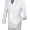 Vinci Men's 2 Piece Poplin Double Breasted Outlet Solid Suit 1 Vinci Men's 2 Piece Poplin Double Breasted Outlet Solid Suit -Stylish Men's Formal Wear dpp white 2 1
