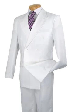 Vinci Men's Outlet 2 Piece Executive Suit - Double Breasted -Stylish Men's Formal Wear dpp white 2 1 1 1 2