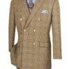 Vinci Men's 2 Piece Double Breasted Suit - Fashion Glen Plaid -Stylish Men's Formal Wear drw 02 mocha web