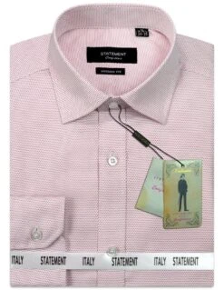 Statement Men's Long Sleeve 100% Cotton Shirt - Pin Dot -Stylish Men's Formal Wear ds101 red