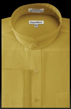 Daniel Ellissa Men's Solid Banded French Cuff Dress Shirt 11 Daniel Ellissa Men's Solid Banded French Cuff Dress Shirt -Stylish Men's Formal Wear ds3002c 4 mustard