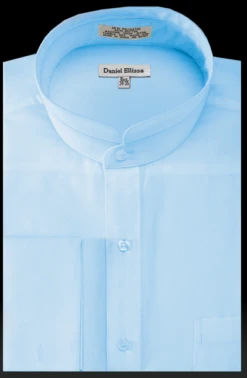 Daniel Ellissa Men's Solid Banded French Cuff Dress Shirt 13 Daniel Ellissa Men's Solid Banded French Cuff Dress Shirt -Stylish Men's Formal Wear ds3002c 6 ltblue