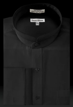 Daniel Ellissa Men's Solid Banded French Cuff Dress Shirt 14 Daniel Ellissa Men's Solid Banded French Cuff Dress Shirt -Stylish Men's Formal Wear ds3002c 7 black
