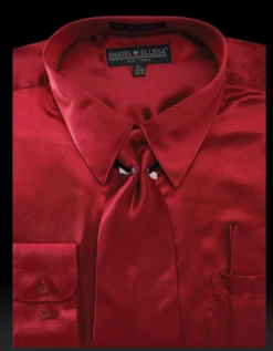 Daniel Ellissa Men's Basic Outlet Dress Shirt Set - Versatile Satin -Stylish Men's Formal Wear ds3012np2 19 burgundy 16 4