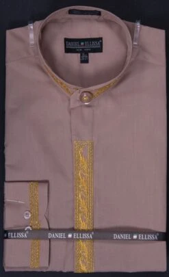 Daniel Ellissa Men's Banded Collar Dress Shirt - Leaf Print