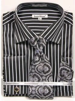 Daniel Ellissa Men's Outlet French Cuff Shirt Set - Bold Stripes