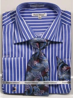 Daniel Ellissa Men's French Cuff Shirt Set - Bold Stripes 11 Daniel Ellissa Men's French Cuff Shirt Set - Bold Stripes -Stylish Men's Formal Wear ds3793p2 royal