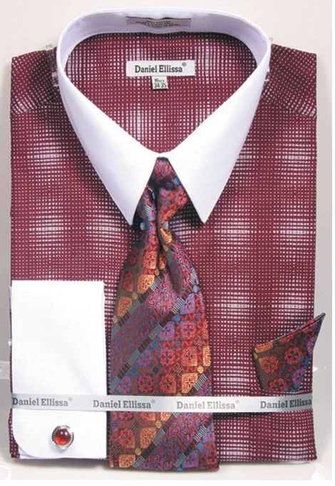 Daniel Ellissa Men's French Cuff Shirt Set - Silk Print 7 Daniel Ellissa Men's French Cuff Shirt Set - Silk Print - Image 5