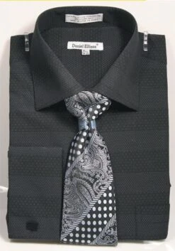 Daniel Ellissa Men's French Cuff Shirt Set - Stylish Mini Dot