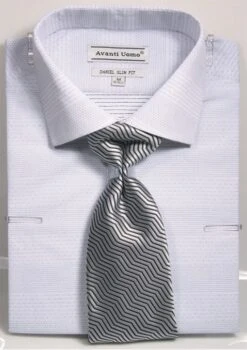 Daniel Ellissa Men's French Cuff Shirt Set - Stylish Mini Dot -Stylish Men's Formal Wear ds3797p2 white