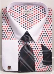 Daniel Ellissa Men's French Cuff Shirt Set - Triangle Dots