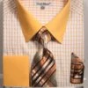 Daniel Ellissa Men's 100% Cotton French Cuff Shirt Set - Weave -Stylish Men's Formal Wear ds3805p2 gold