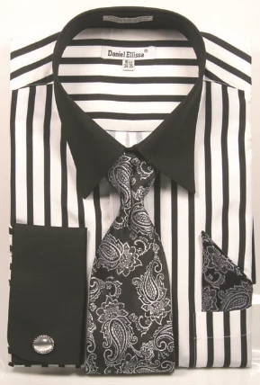 Daniel Ellissa Men's French Cuff Shirt Set - Fashion Bold Stripes 6 Daniel Ellissa Men's French Cuff Shirt Set - Fashion Bold Stripes - Image 4