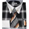 Daniel Ellissa Men's French Cuff Shirt Set - Gradient Windowpane -Stylish Men's Formal Wear ds3817p2 black