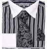 Daniel Ellissa Men's French Cuff Shirt Set - Twin Stripes -Stylish Men's Formal Wear ds3823p2 black