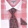 Daniel Ellissa Men's Outlet French Cuff Shirt Set - Bold Color -Stylish Men's Formal Wear ds3824p2 coral 11