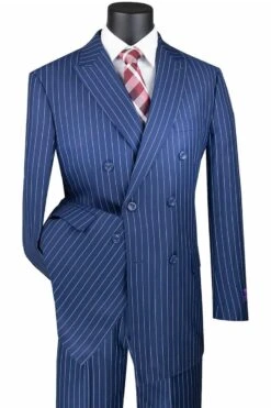 Vinci Men's 2 Piece Double Breasted Suit - Banker Pinstripe 12 Vinci Men's 2 Piece Double Breasted Suit - Banker Pinstripe -Stylish Men's Formal Wear dss 4 blue 800x1200 jpg 2 1