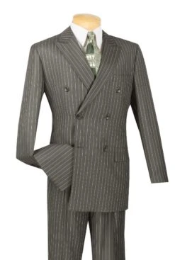 Vinci Men's 2 Piece Double Breasted Suit - Banker Pinstripe 11 Vinci Men's 2 Piece Double Breasted Suit - Banker Pinstripe -Stylish Men's Formal Wear dss 4 charcoal 40
