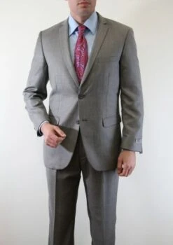 Tazio Men's 2 Piece Slim Fit Suit - Modern Cut Silky Sharkskin -Stylish Men's Formal Wear earth tan