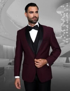 Statement Men's Outlet 3 Piece Wool Tuxedo - Stylish Accents