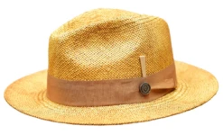 Bruno Capelo Men's Fedora Style Straw Hat - Layered Colors -Stylish Men's Formal Wear escobar natural