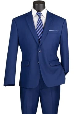 Vinci Men's 2 Piece Wool Feel Executive Suit - Modern Business -Stylish Men's Formal Wear f 2c900 twilight blue 2