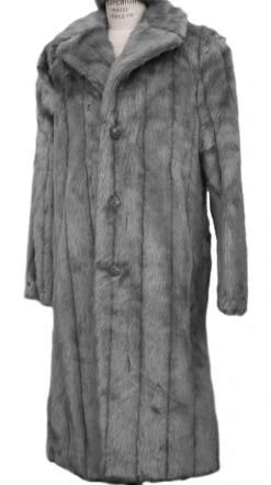 Canto Men's Faux Fur Coat - Full Length Fashion Coat 9 Canto Men's Faux Fur Coat - Full Length Fashion Coat -Stylish Men's Formal Wear f010 grey