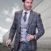 Statement Men's 100% Wool 3 Piece Suit - Plaid Color Contrast 2 Statement Men's 100% Wool 3 Piece Suit - Plaid Color Contrast -Stylish Men's Formal Wear firenze black