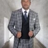 Statement Men's 100% Wool 3 Piece Suit - Triple Tone Plaid 1 Statement Men's 100% Wool 3 Piece Suit - Triple Tone Plaid -Stylish Men's Formal Wear fogia navy