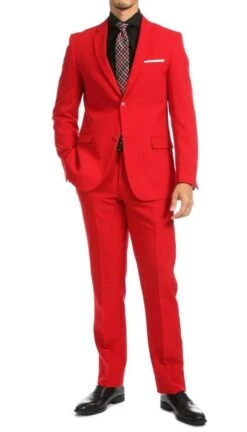 Vinci Men's 2 Piece Poplin Discount Suit - Clean Cut Look -Stylish Men's Formal Wear fpred 1