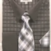 Fratello Men's French Cuff Dress Shirt Set - Two Tone Windowpane