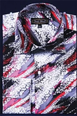 Daniel Ellissa Men's Fashion Dress Shirt - Painted Swirl Design -Stylish Men's Formal Wear fuchsia 14