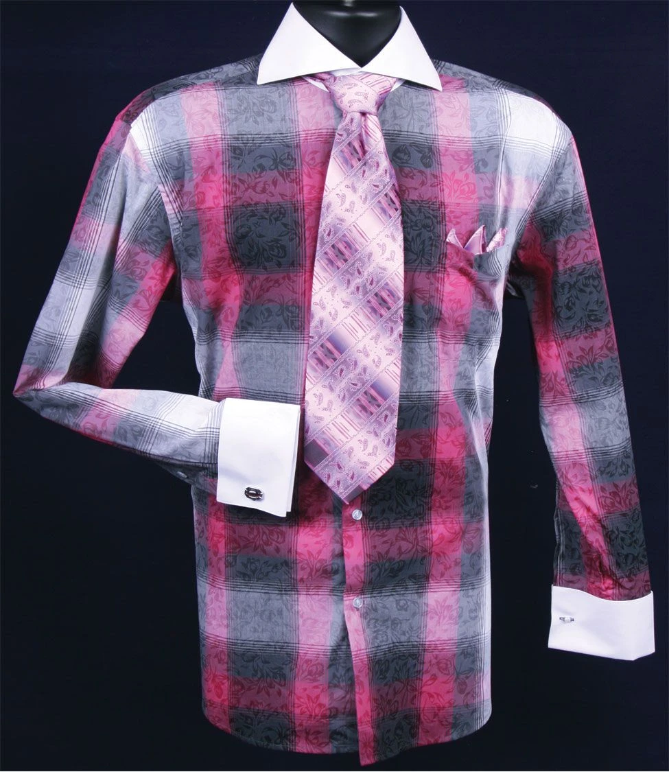 Fratello Men's French Cuff Dress Shirt Set - Contemporary Cotton 3 Fratello Men's French Cuff Dress Shirt Set - Contemporary Cotton