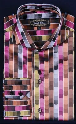 Daniel Ellissa Men's Fashion Dress Shirt - Multi Brick Print 10 Daniel Ellissa Men's Fashion Dress Shirt - Multi Brick Print -Stylish Men's Formal Wear fuchsia 8